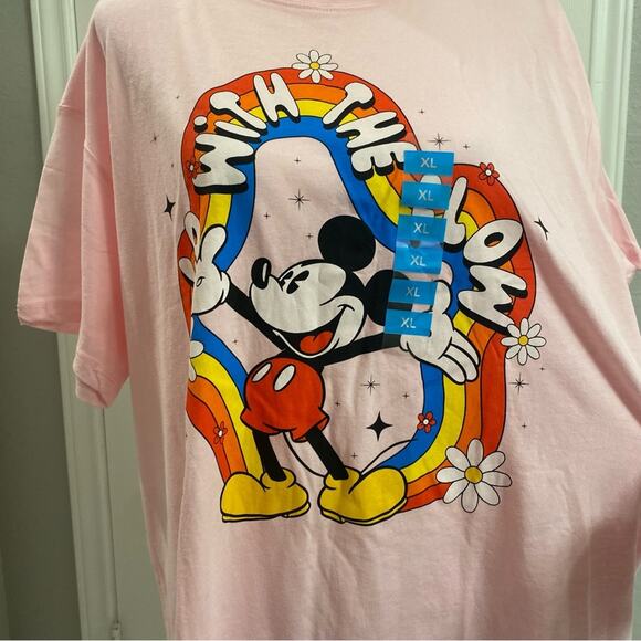 Disney New York Mickey Mouse Graphic Print Tee Pink Short Sleeve Size XL - Picture 2 of 6